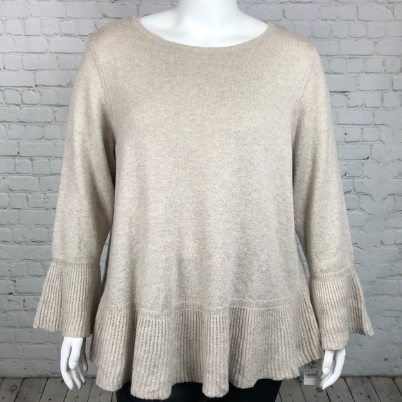 0X 1X 2X 3X Style & Co Natural Heather Ruffle Hem Sweater Plus Size - Picture 2 of 6